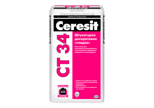 Штукатурка CERESIT CT 34 декоративная "гладкая", 25 кг