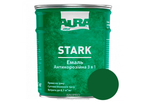 Грунт-эмаль AURA Stark 3 в 1, антикоррозионная (зеленая №36), 0.7 кг