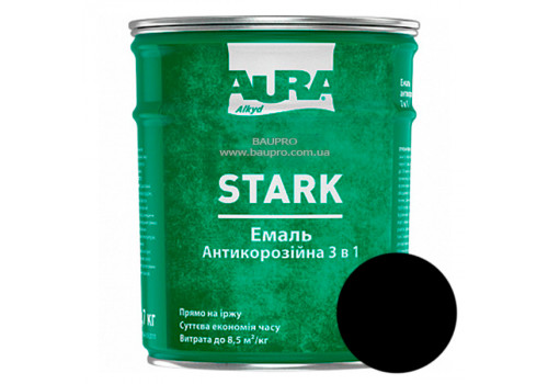 Грунт-эмаль AURA Stark 3 в 1, антикоррозионная (черная №90), 2 кг