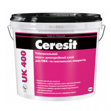 Клей CERESIT UK 400 універсальний водно-дисперсійний для ПВХ і текстильних покриттів, 14 кг