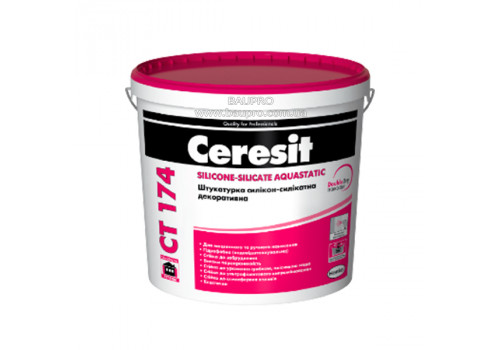 Штукатурка CERESIT CT 174  силикон-силикатная декоративная (зерно 1 мм, база B), 25 кг
