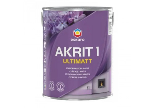 Краска ESKARO Akrit 1 Ultimatt для стен и потолков (глубокоматовая), 0.85 л