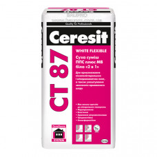 Клей CERESIT CT 87 White Flexible плюс для ППС и МВ «2 в 1» (белый), 25 кг