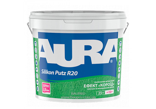 Штукатурка AURA Dekor Silikon Putz R20 структурная силиконовая «короед» (зерно 2 мм), 25 кг