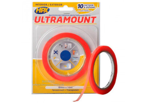 Лента HPX ULTRA MOUNT ультратонкая прозрачная, 6 мм*10 м, (блистер)