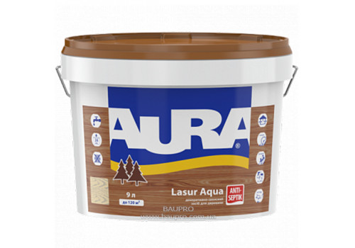 Деревозахисний засіб AURA Lasur Aqua (горіх), 9 л