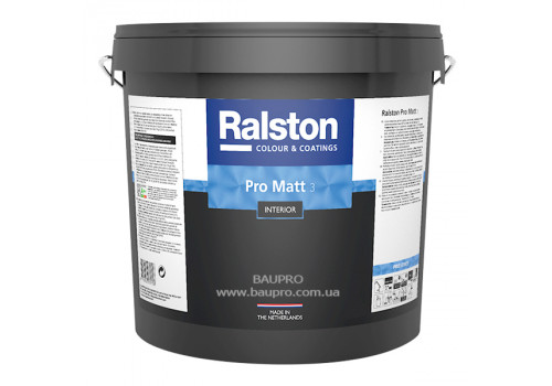Фарба RALSTON Pro Matt 3 BW матова для стін та стель, для внутрішніх робіт, 9.5 л 