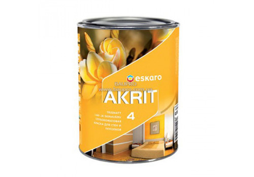 Краска ESKARO Akrit 4 для стен и потолков (глубокоматовая), 0,95 л