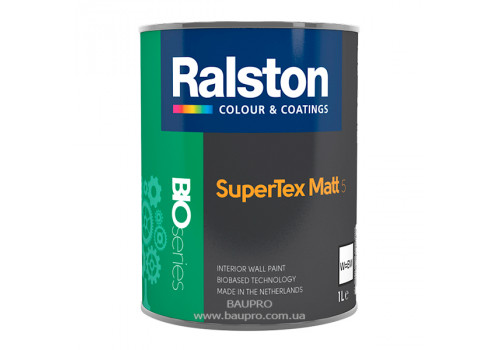 Краска RALSTON Super Tex Matt 5 W/BW для внутренних работ, 1 л
