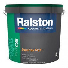 Краска RALSTON Super Tex Matt 5 W/BW для внутренних работ, 10 л