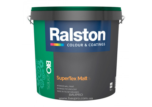Фарба RALSTON Super Tex Matt 5 W/BW для внутрішніх робіт, 10 л 
