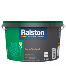 Краска RALSTON Super Tex Matt 5 W/BW для внутренних работ, 2,5 л