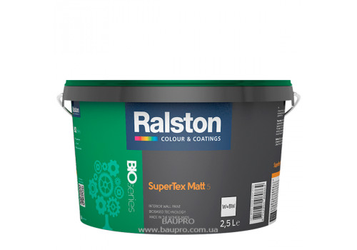Краска RALSTON Super Tex Matt 5 W/BW для внутренних работ, 2,5 л