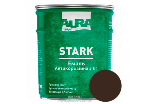 Ґрунт-емаль AURA Stark 3 в1, антикорозійна (темно-коричнева №88),  2 кг