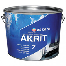 Краска ESKARO Akrit 7 моющаяся для стен (шелково-матовая), 9,5 л