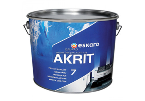 Краска ESKARO Akrit 7 моющаяся для стен (шелково-матовая), 9,5 л