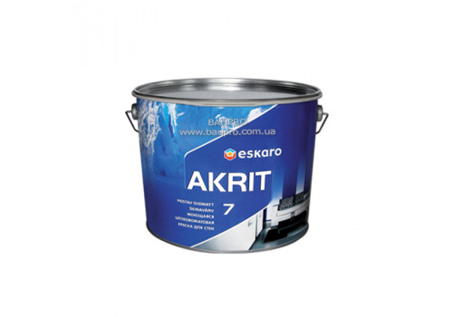 Краска ESKARO Akrit 7 моющаяся для стен (шелково-матовая), 2,85 л