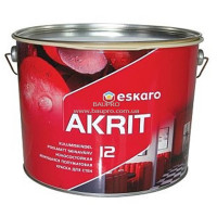 Краска ESKARO Akrit 12 износостойкая моющаяся для стен (полуматовая), 9,5 л