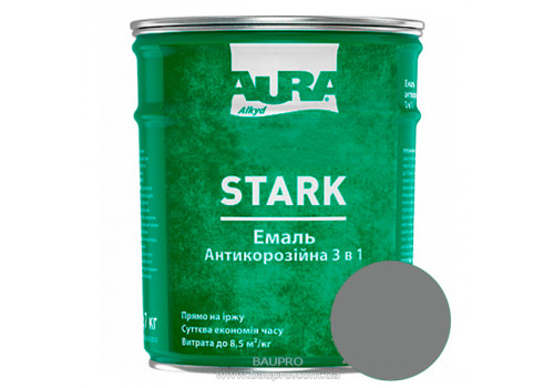 Грунт-эмаль AURA Stark 3 в 1, антикоррозионная (темно-серая №18), 0,7 кг