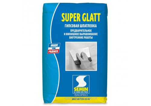 Шпаклевка SEMIN SUPER GLATT гипсовая финишная (белая), 25 кг