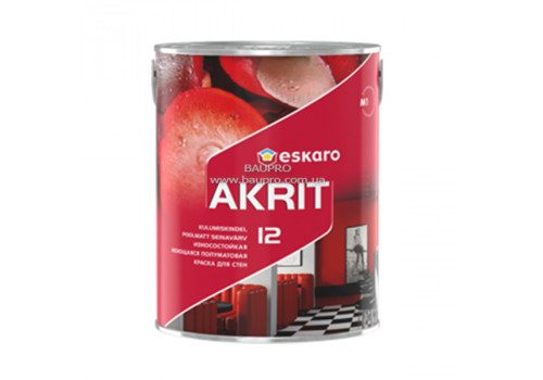 Краска ESKARO Akrit 12 износостойкая моющаяся для стен (полуматовая), 0,95 л