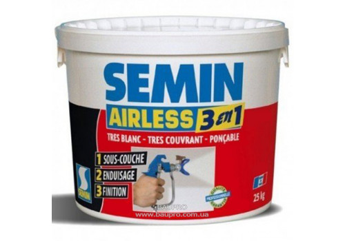 Шпаклівка SEMIN AIRLESS 3 EN 1 фінішна безповітряного розпилення, 25 кг