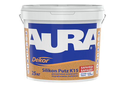 Штукатурка AURA Dekor Silikon Putz K15 структурна силіконова «баранець» (зерно 1,5 мм), 25 кг