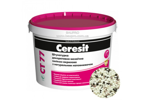 Штукатурка CERESIT CT 77 GRANADA 4 декоративно-мозаичная полимерная (зерно 1,4-2,0 мм), 14 кг