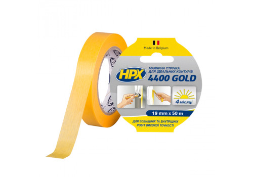 Лента малярная HPX 4400 маскирующая, 19 мм*50 м, "золотая"
