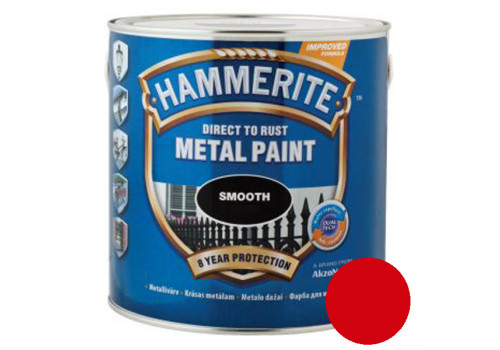 Краска HAMMERITE для металла гладкая, Smooth (красная), 2,5 л